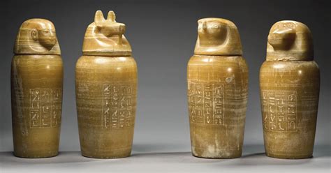 Sotheby A Set Of Four Egyptian Banded Alabaster Canopic Jars 26th