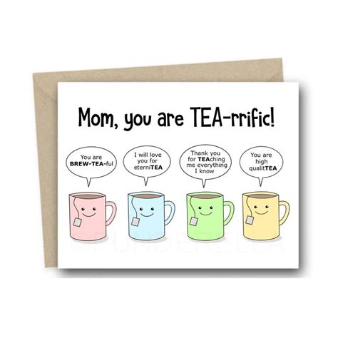 Tea Mom Birthday Card Mom Puns Punny Etsy Birthday Cards For Mother