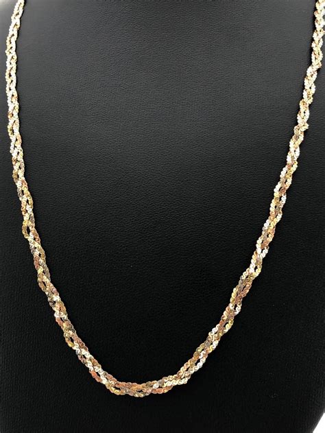 Lot 14k Tri Color Gold Necklace