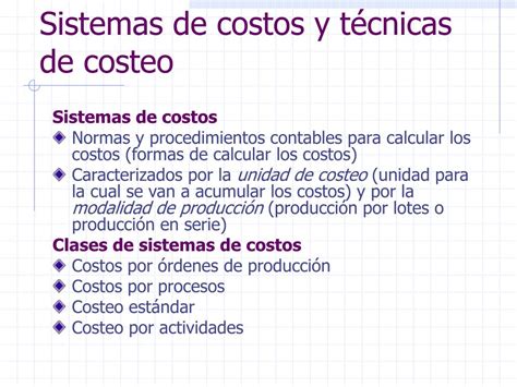 Ppt Notas Curso Nivelatorio De Costos Sistemas De Costos Y T Cnicas