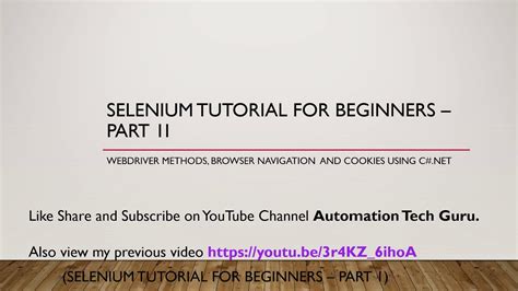 Selenium Tutorial For Beginners Part Youtube