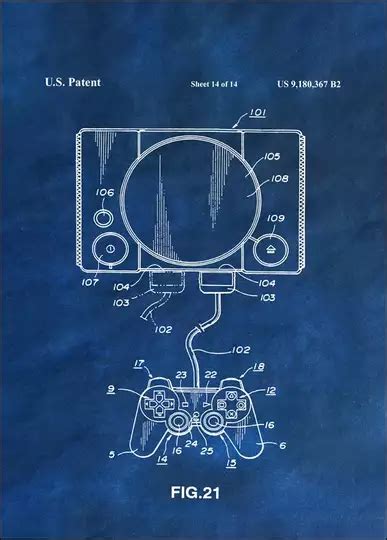 Patent Konsola Sony Ps1 Niebieska Plakat Galeria Plakatu