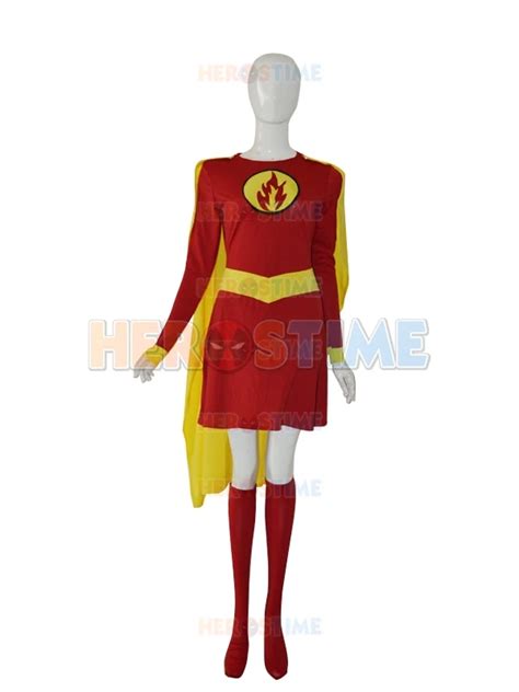 New Style Supergirl Custom Costume Red And Yellow Spandex Female