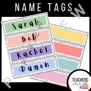 Pastel Polkadot Editable Name Tags By Teachers Getting By Tpt