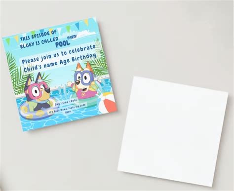 Bluey Themed Pool Party Invitation - Etsy