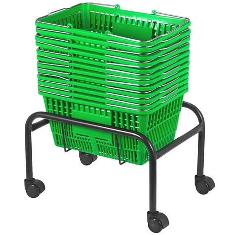 VEVOR 12PCS Shopping Basket, Plastic Green Shopping Baskets, Portable Baskets with Handles with