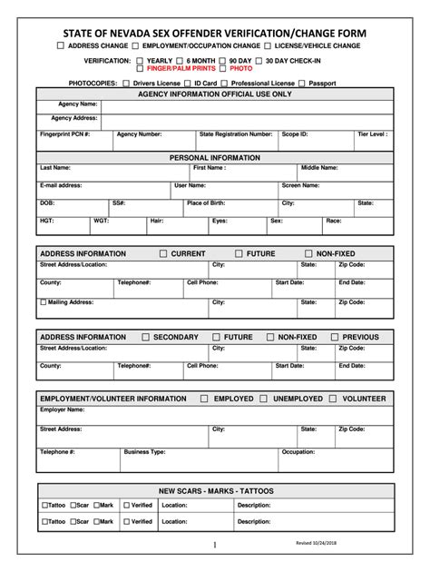 NV Sex Offender Verification Change 2018 Fill And Sign Printable