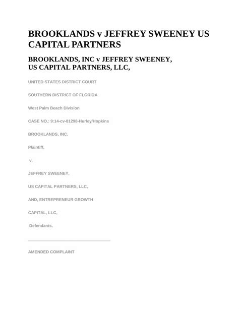 Pdf Brooklands V Jeffrey Sweeney Us Capital Partners Dokumen Tips