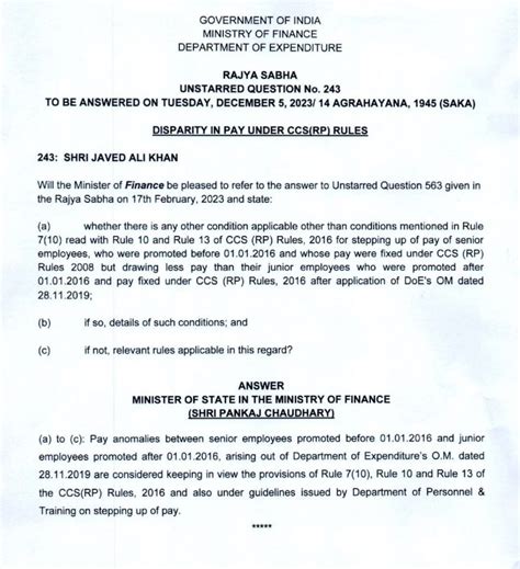 Clarification For Fixing Pay Scale On Promotion Under Ccs Rp Rules