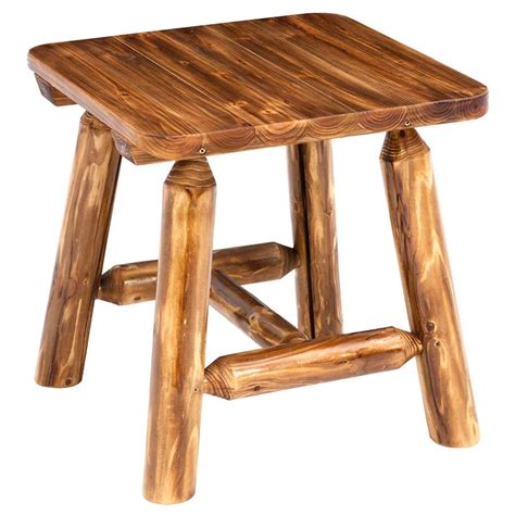 Jack Post Northwoods Square Wood Log End Table Toasted Brown