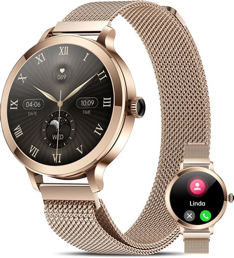 Smartwatch Damen Mit Telefonfunktion Klein Runde 1 1 AMOLED Always On