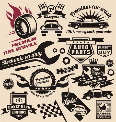 » Vector set of vintage car symbols and logos