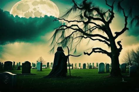 Download Ai Generated Grim Reaper Graveyard Royalty Free Stock