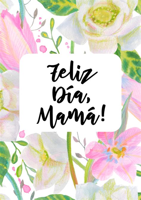 The Words Feliz Doa Mama Written In Black Ink On A Floral Background