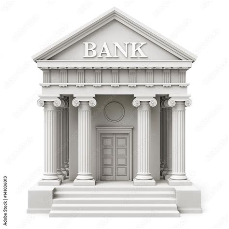 bank building  classical style front view stock illustration