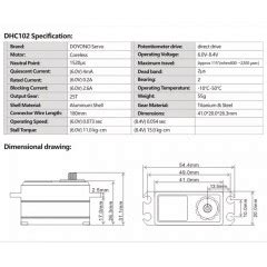 DHC102 Servo Doyono Low Profile Coreless HV CNC 15 0kg 0 054sec Mz