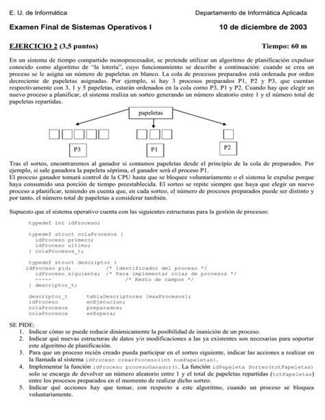 Examen Final De Sistemas Operativos I 10 De Diciembre De 2003