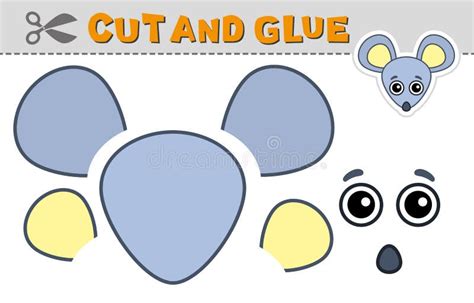 Cut Out Applique And Glue A Mouse Head Vector Illustration Paper Game