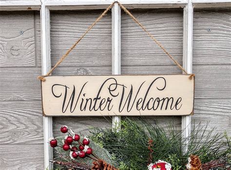 Winter Welcome Sign Wood Sign Winter Decor Christmas Decor Etsy