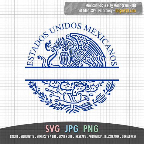 Mexican Eagle Flag Monogram Split Svg In Variation Origin Svg Art