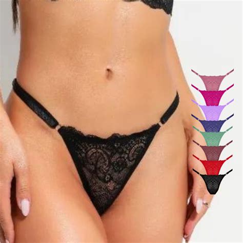 Kit Calcinha Fio Dental Sexy De Renda Calcinhas Regulagem