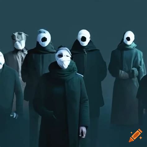 Group Of People Wearing Masks And Standing Together