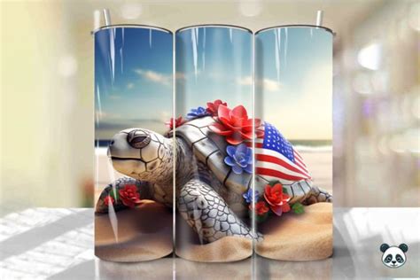 Patriotic Sea Turtle D Tumbler Wrap Graphic By Pandastic Creative