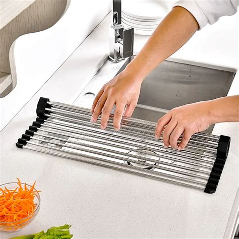 Roll Dish Drying Rack Sink Drainer Folding Dish Drainer Mat Temu