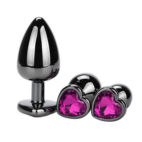 Sex Toys Anal Plug Metal Set Heart Shaped Base With Jewelry Birth Stone Butt Anal Play Rose