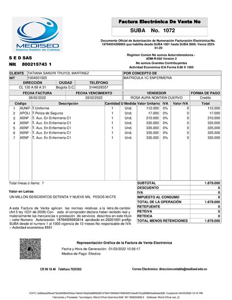 Excelente Nit Factura Electr Nica De Venta No Fecha