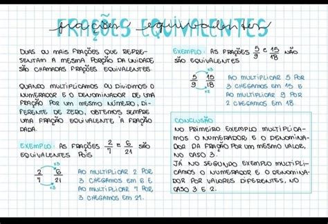 Fração Equivalente Frações Equivalentes Fração Matemática Mapa Mental