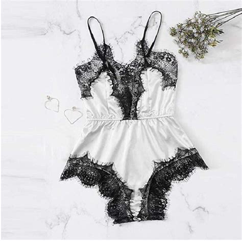 Ensemble De Pyjama En Dentelle Sexy Pour Femmes Lingerie En Satin V