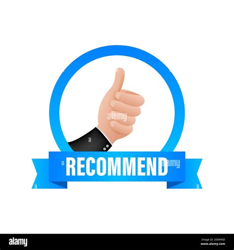 Recommend Icon White Label Recommended On Blue Background Vector