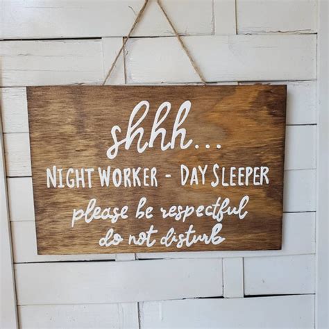 Night Shift Worker Sleeping Wood Door Sign Do Not Disturb Etsy