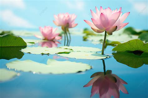 Pink Lotus Blooming In Water Background Gwangju Domestic Travel