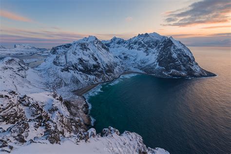 Winter View Over Kvalvika Beach Friday Photo Lofoten Islands