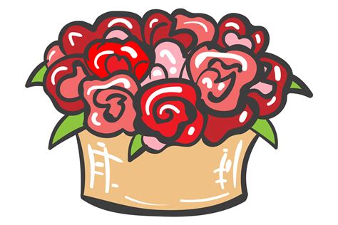 Red Rose Bouquet Drawing. Romantic Flowe Graphic by vectortatu · Creative Fabrica