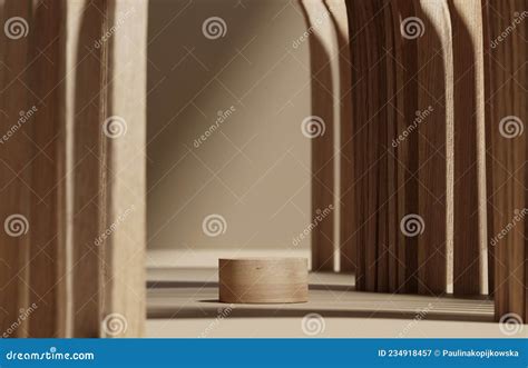 D Background Podium Display Natural Nude Beige Banner Backdrop With Light And Shadow