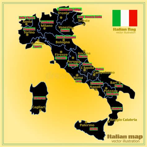 Mapa De Italia Con Regiones Italianas Vector Ilustraci N Del Vector