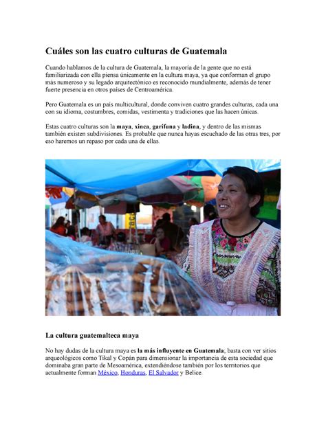 Cu Les Son Las Cuatro Culturas De Guatemala Cu Les Son Las Cuatro