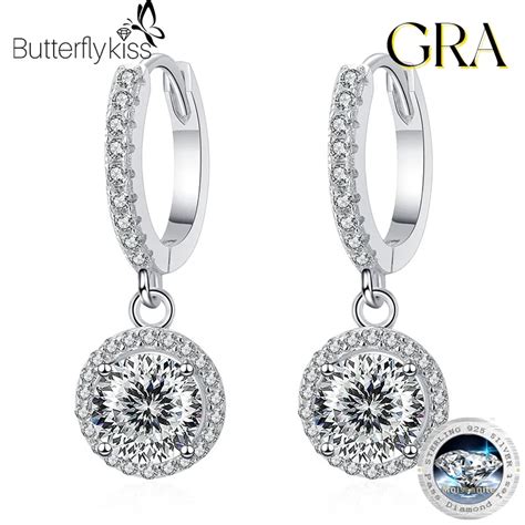 Butterflykiss 2 Carat 100 Faced Cut Moissanite Drop Earrings For Women