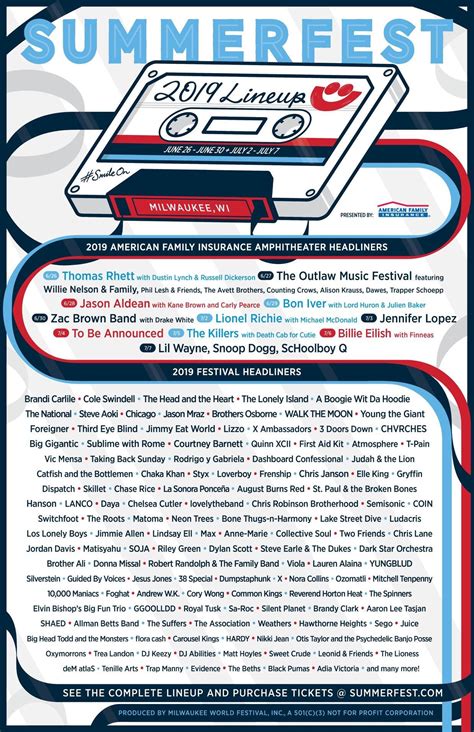 Summerfest 2019 in Milwaukee just announced their full lineup : r/festivals