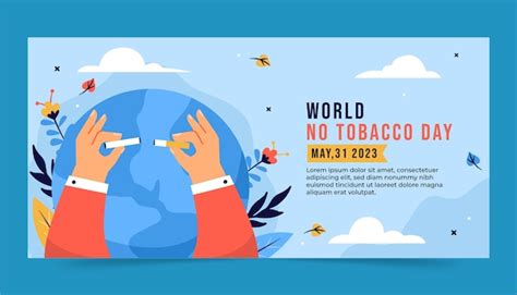 Free Vector | Flat horizontal banner template for no tobacco day awareness