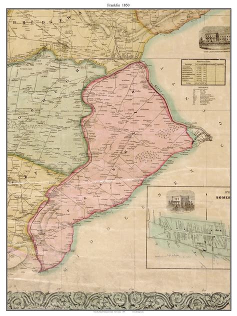 Franklin New Jersey 1850 Old Town Map Custom Print Somerset Co