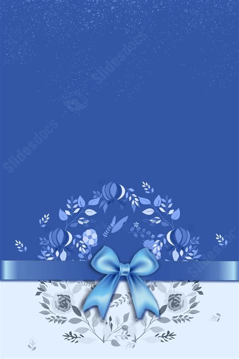 Floral Blue Wedding Invitations Page Border Background Word Template