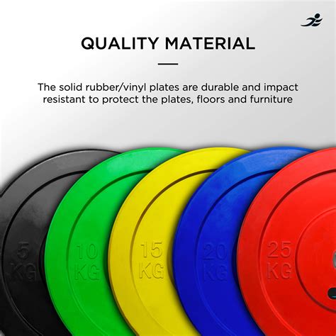 Buy Jll® Olympic Bumper Weight Lifting Plates 5kg 25kg Colour Coded Weights Solid Rubber