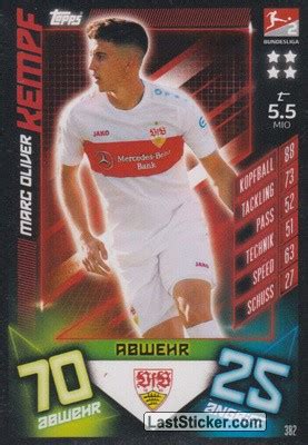 Card 382 Marc Oliver Kempf Topps German Fussball Bundesliga 2019