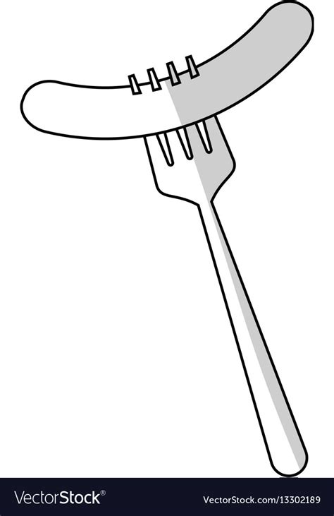 Fork With Sausage Icon Royalty Free Vector Image