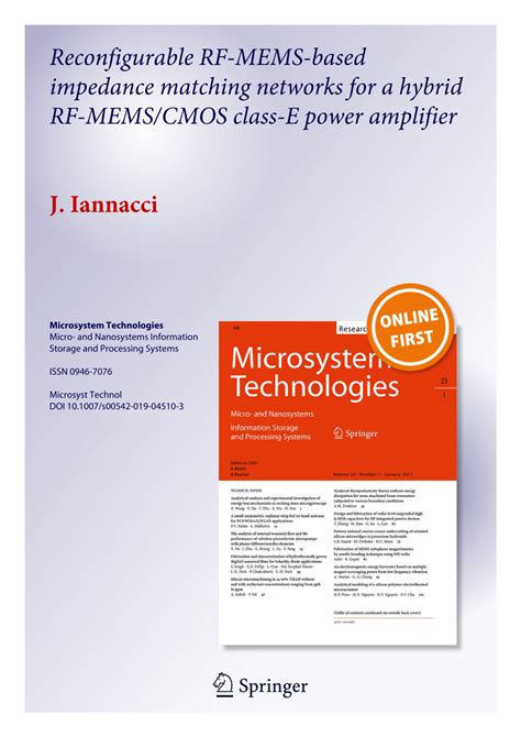 Pdf Reconfigurable Rf Mems Based Impedance Matching Networks For A