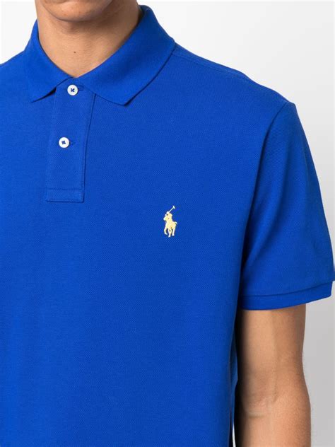 Polo Ralph Lauren Logo Embroidered Cotton Polo Shirt Blue Farfetch Uk